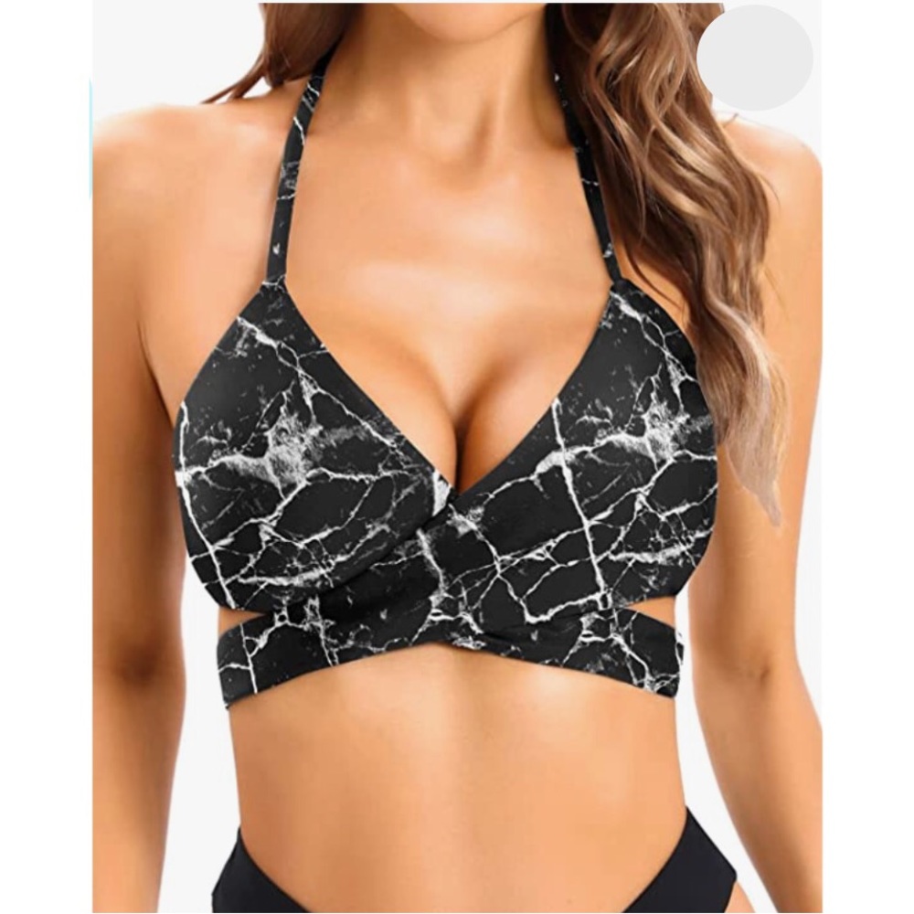 Marble Pattern Bikini Wrap Top